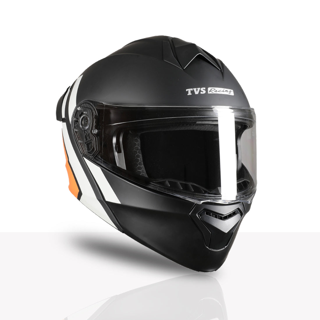 TVS Racing SuperPose Smoked Dual Visor Flip Up Modular Helmet for Men and Women, ISI DOT Certified, ABS Shell, Quick Release Visor, Lightweight, Ventilated, Open Face to Full Face